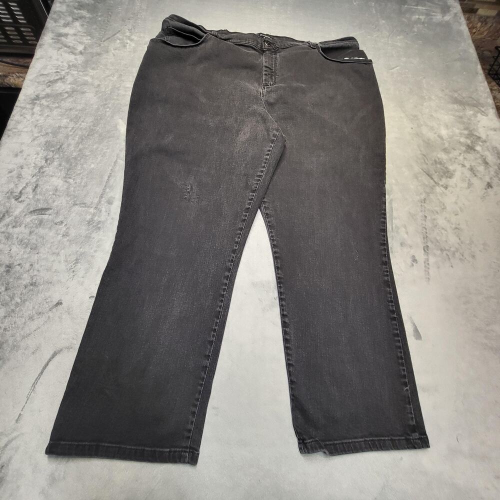 Lee Jeans Womens 22W Petite Black Straight Relaxed Stretch 5-Pocket Dark Wash